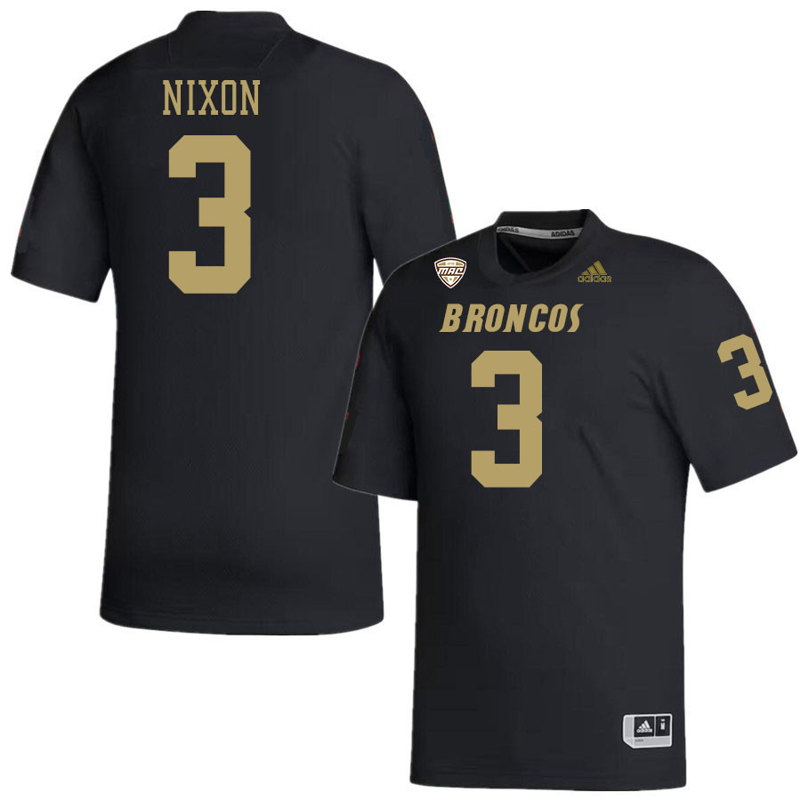 #3 Jaden Nixon Western Michigan Broncos College Football Jerseys Stitched-Black